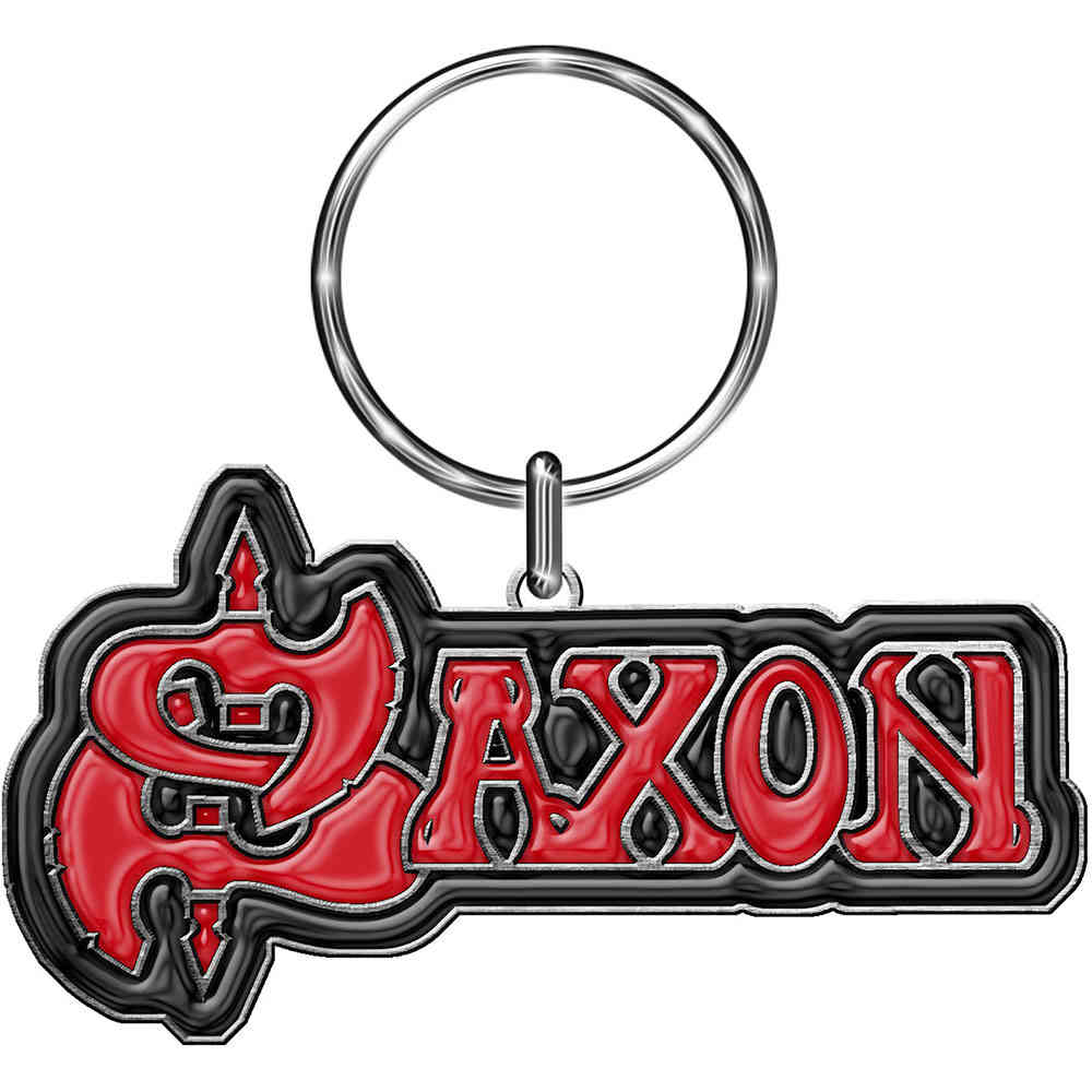 Saxon - Logo Sleutelhanger - Rood/Zwart